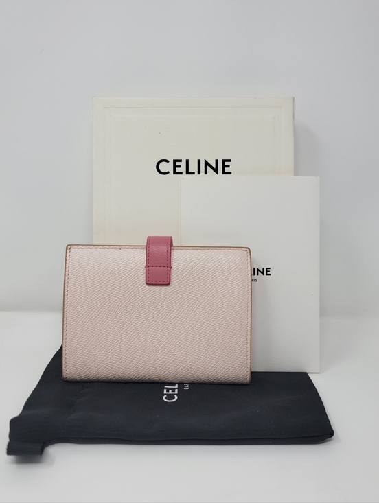 CELINE Medium Strap Grained Leather Wallet